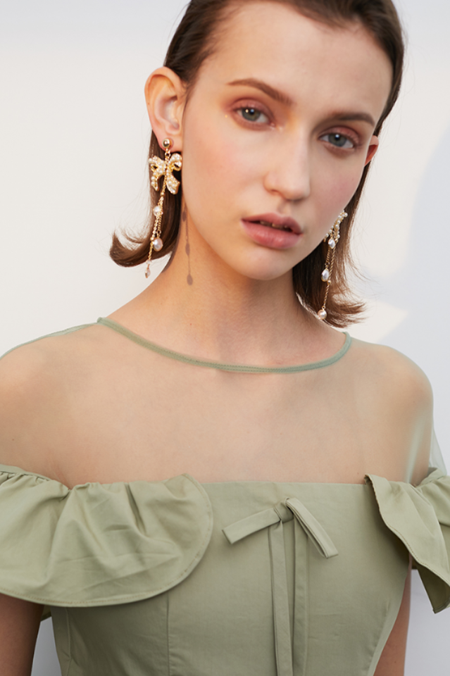 Bow Shape Drop Earrings