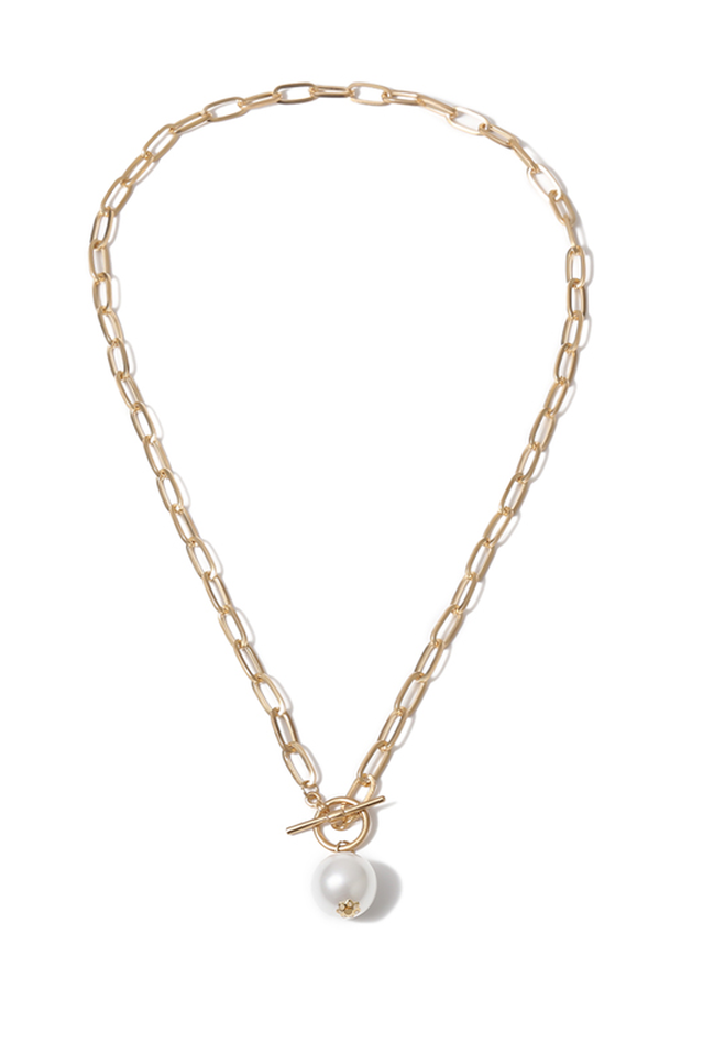 Faux Pearl Pendant Chain Necklace