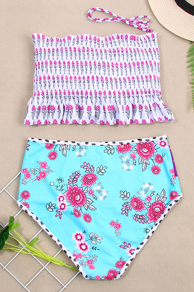 Floral Print High Waist Bikini Set