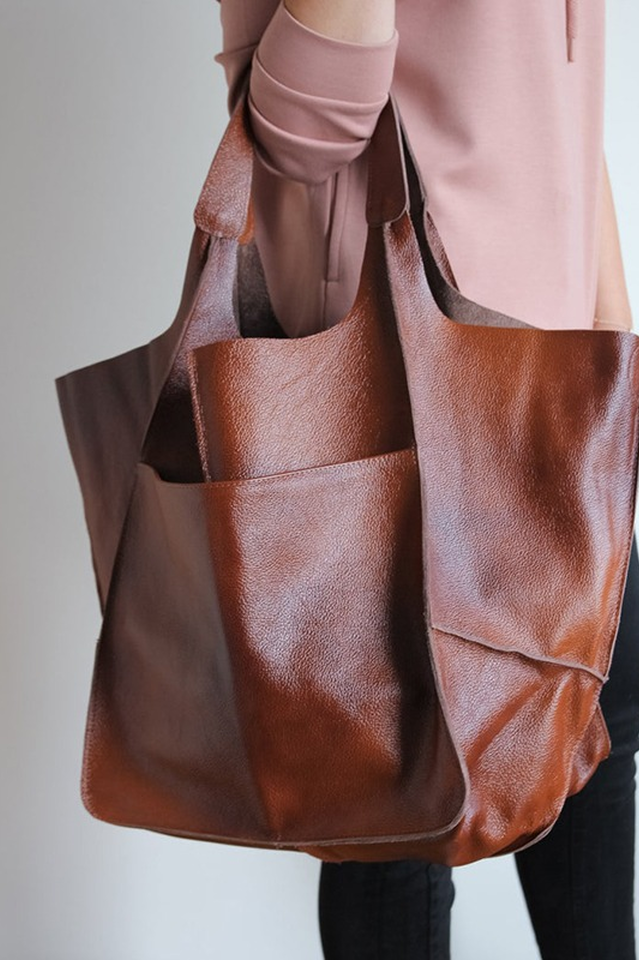 Large Leather Shopping Bag