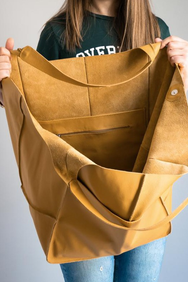 Large Leather Shopping Bag