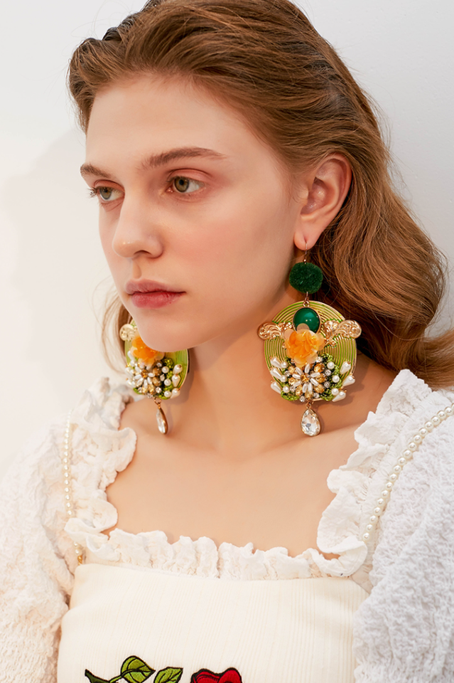 Boucles d'oreilles à fleurs de Bohème 