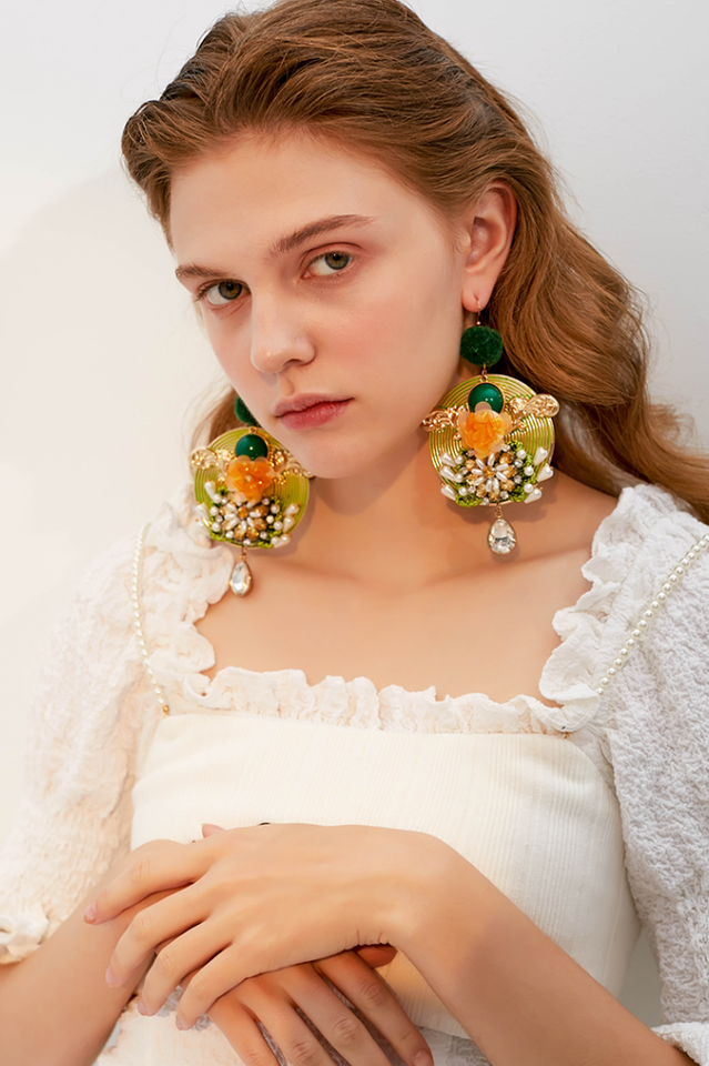 Boucles d'oreilles à fleurs de Bohème 