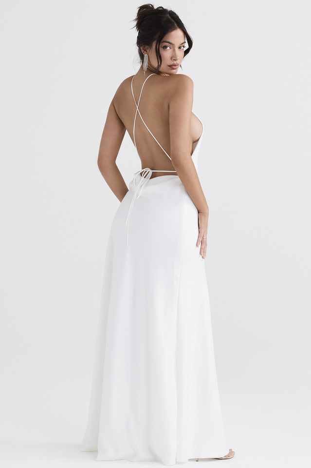 White Thigh Slit Maxi Dress