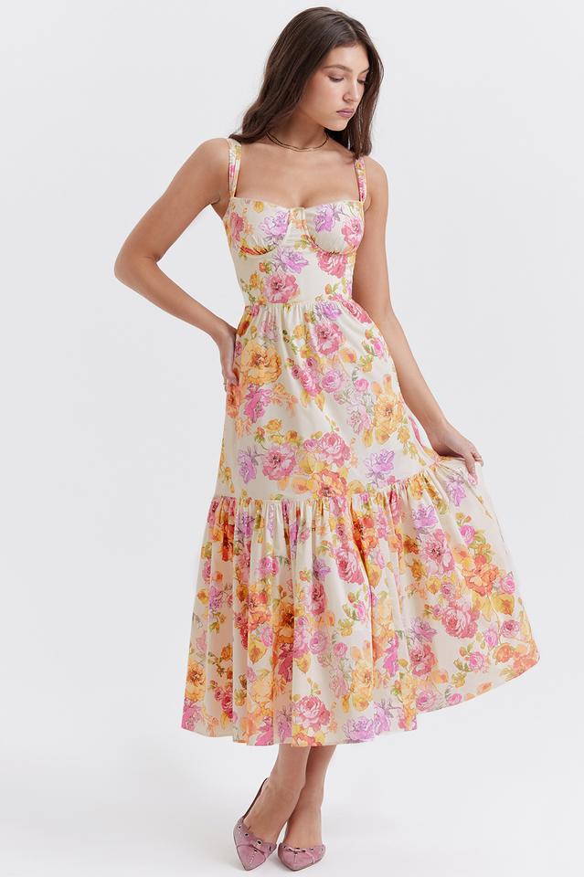 Robe d'été mi-longue fleurie Elia