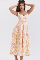 Robe d'été bustier à imprimé ivoire Sabrina