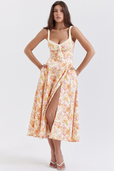 Robe d'été bustier à imprimé ivoire Sabrina