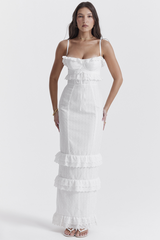 Eve White Broderie Maxi Dress