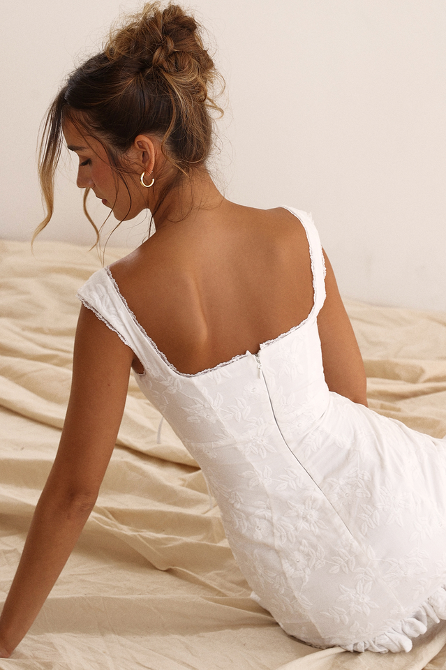 Odessa White Embroidered Mini Dress – DVL Shop
