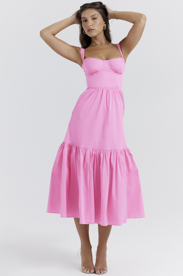 Elia French Pink Midi-Sommerkleid