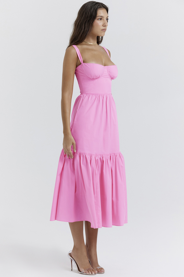 Robe d'été mi-longue rose Elia French