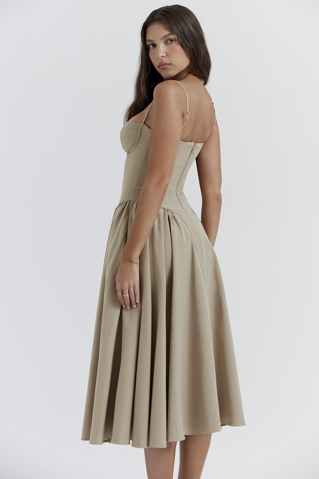 Samaria Taupe Corset Sun Dress – DVL Shop