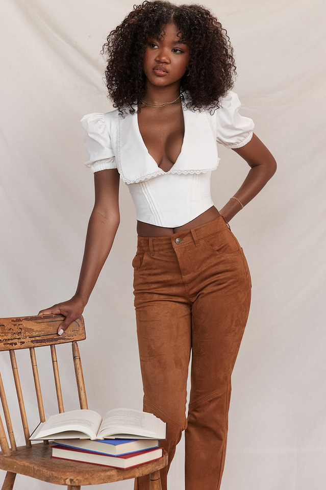 Augusta White Pin Tuck Top