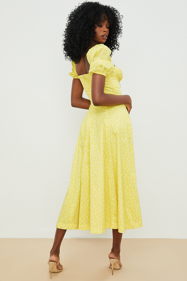 Tallulah Yellow Printed Midi Dress