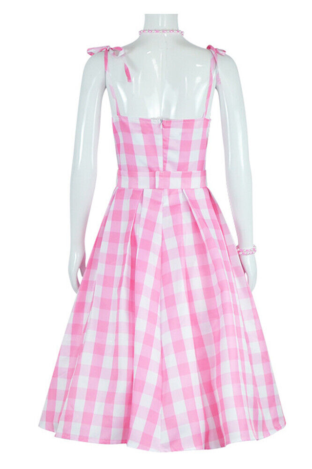 Robe à carreaux rose du film Barbie Margot