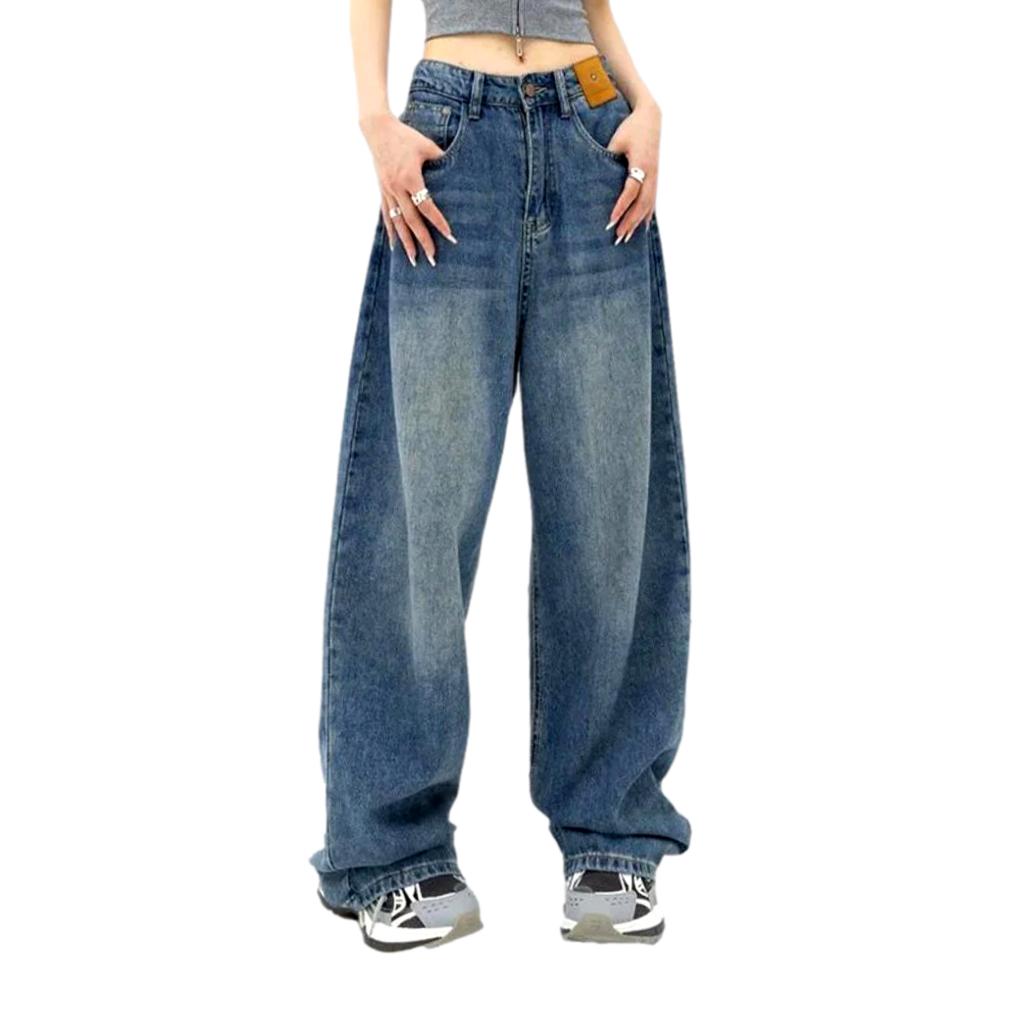 Whiskered baggy jeans for women