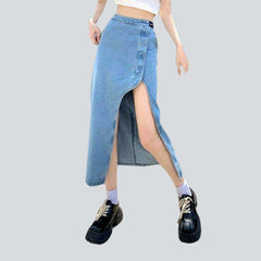 Jupe en jean à large fente pour femme