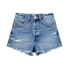 Y2k Distressed-Jeansshorts für Damen