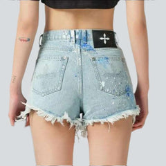 Short large en jean vieilli