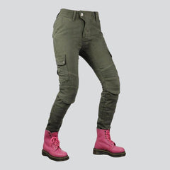 Wear resistant women's biker jeans