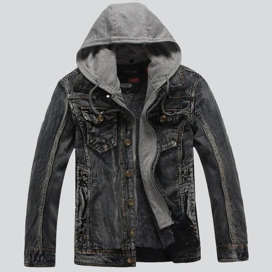 Winter-Jeansjacke mit Kapuze für Herren