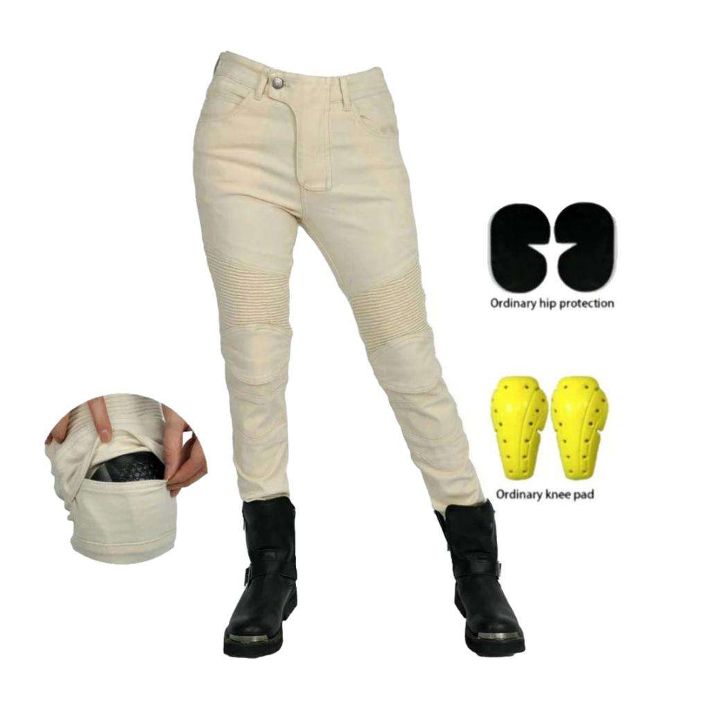 Weiße Damen-Biker-Jeanshose