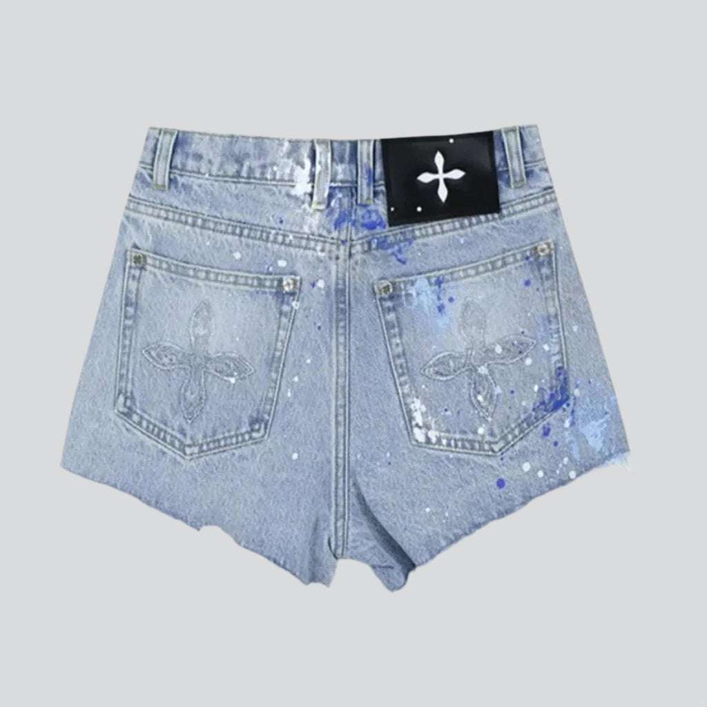 Short large en jean vieilli