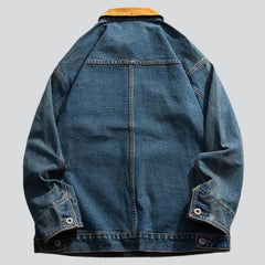 Yellow collar men's denim jacket