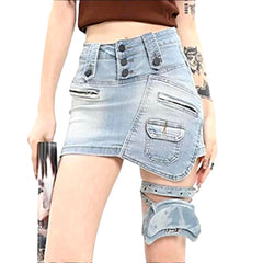 Zipper pocket urban denim skirt