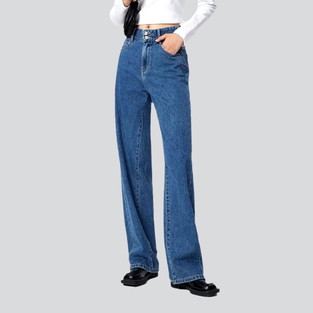 Pantalon en jean à jambe large pour femme