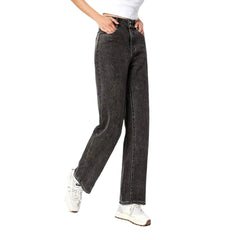 Pantalon en jean à jambe large pour femme