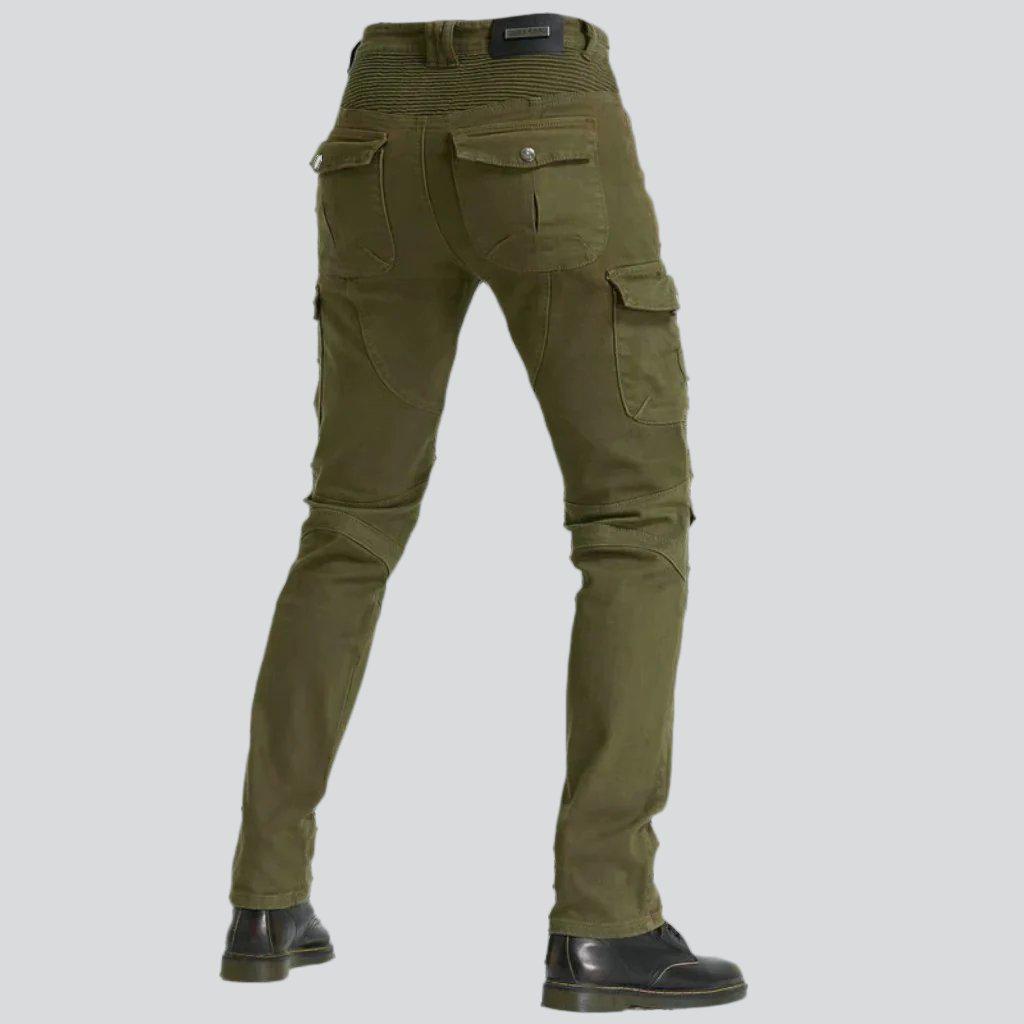 Winterliche Khaki-Bikerjeans für Herren