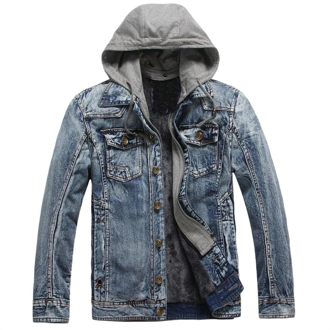 Winter-Jeansjacke mit Kapuze für Herren