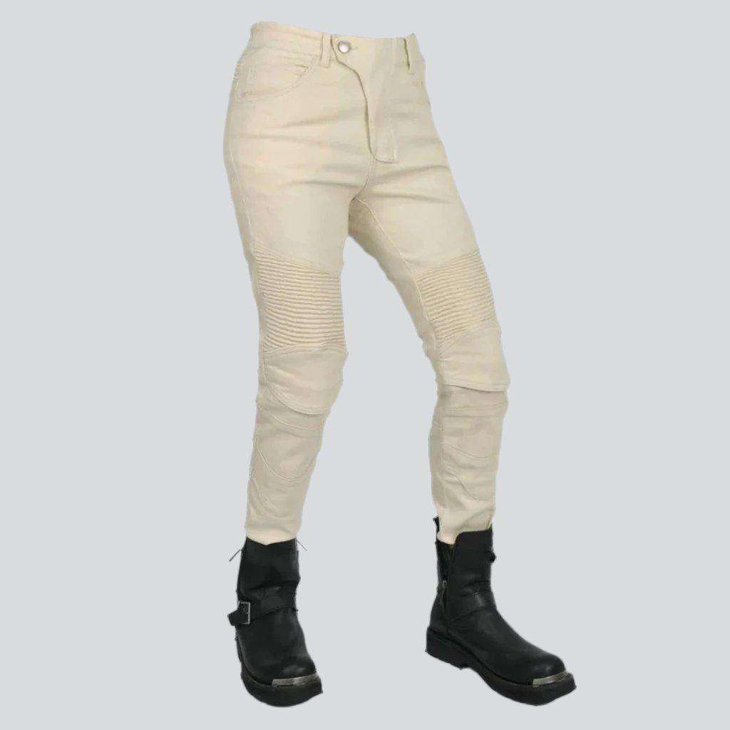 Weiße Damen-Biker-Jeanshose