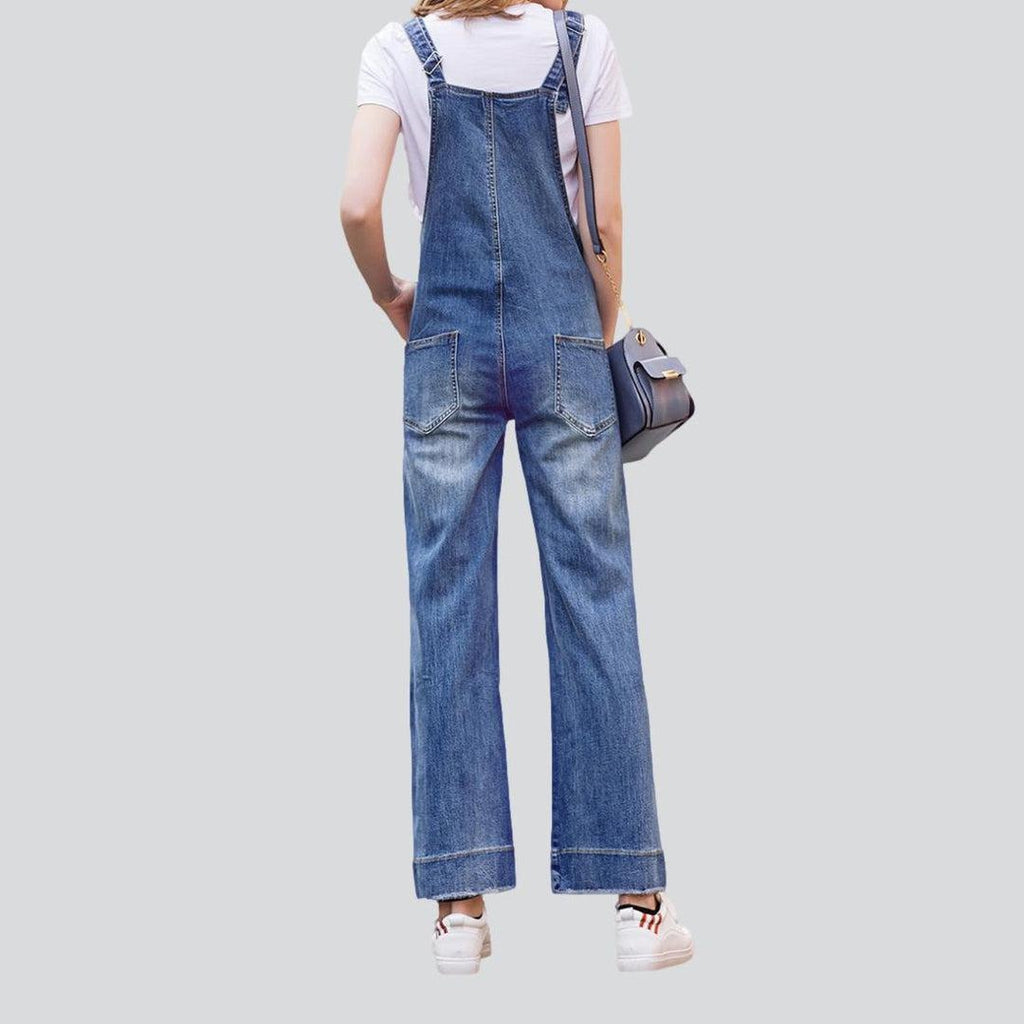 Wide-leg women's denim jumpsuit