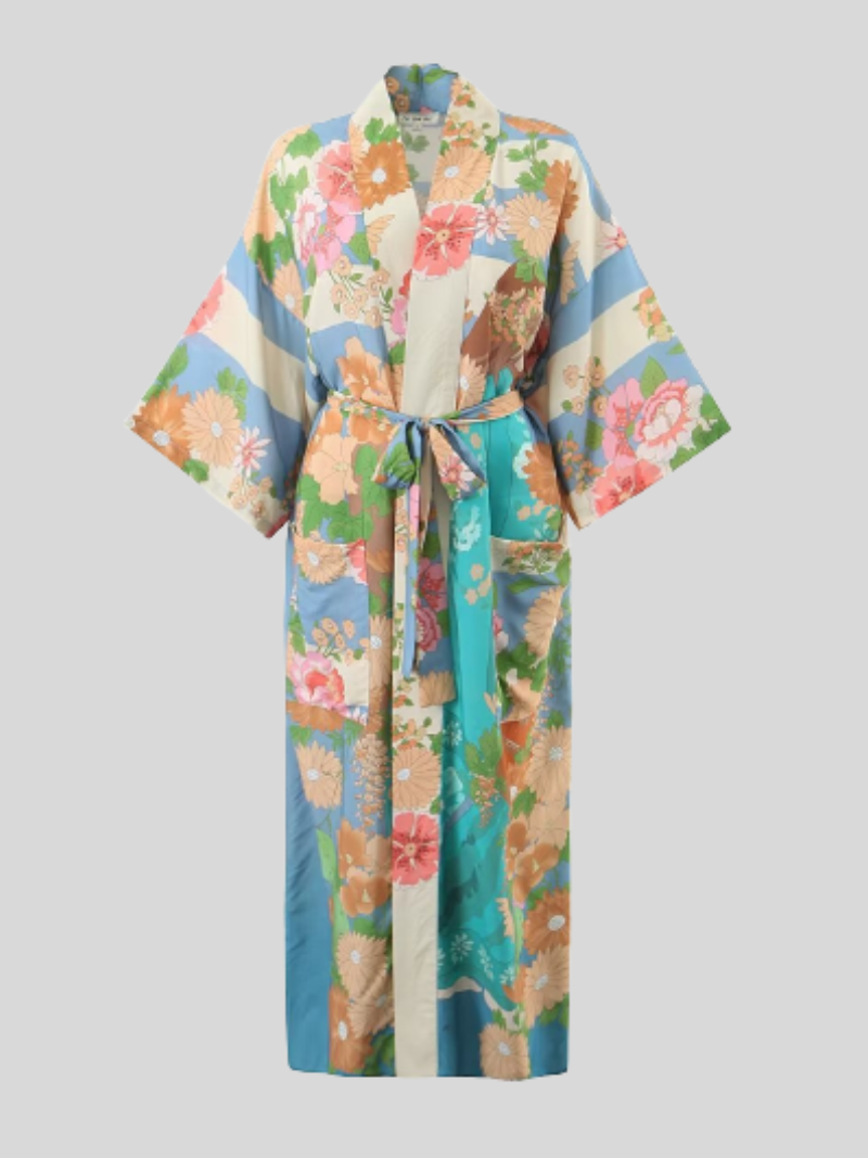 robe short sleeves printed kimono jacket