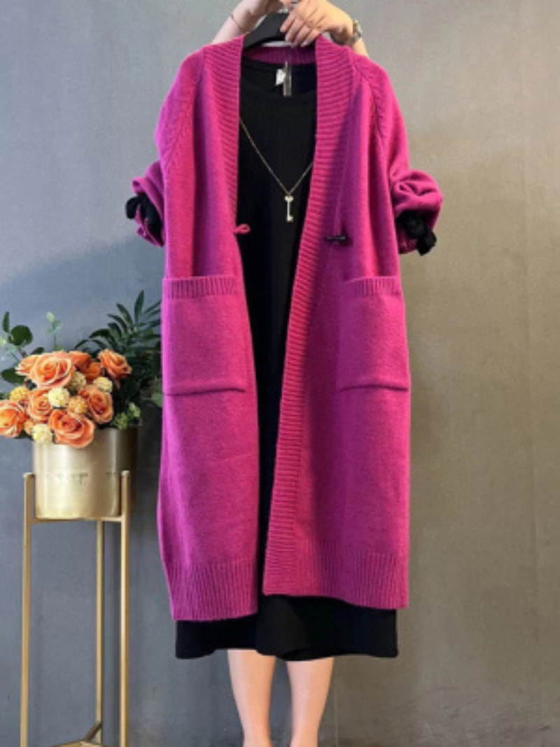 autumn winter plus size long loose knitted cardigan coat