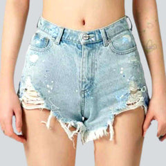 Short large en jean vieilli