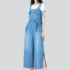 Wide-leg women's denim dungaree