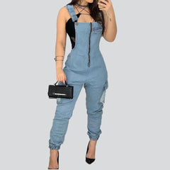 Women's jeans overall with zipper