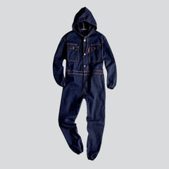 Workwear hooded men's denim overall