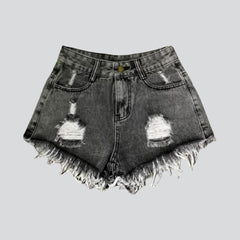 Y2k Distressed Damen Jeansshorts