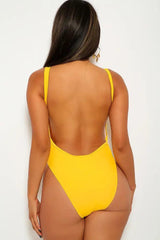 Yellow Cut Out Detailed One Piece Swimsuit