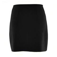 Asymmetric High Waist Scalloped Button Up Faux Suede Wrap Mini Skirt - Black