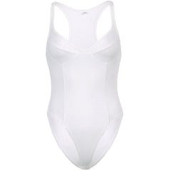 Athletic Sweetheart Bustier Racerback High Leg Figurbetonter Bodysuit - Weiß