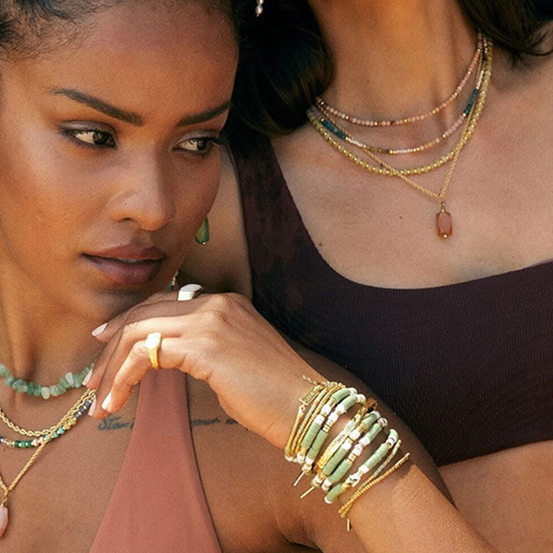 Bracelet en fil de perles en émail de Bohème de couleurs mélangées - Vert