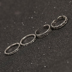 Boho-Stil Multi Mix Steinbesatz geprägt Ring Set - Silber