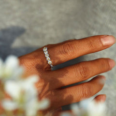 Bague en chaîne à marguerites plaquée bicolore de style Cottagecore - Argent