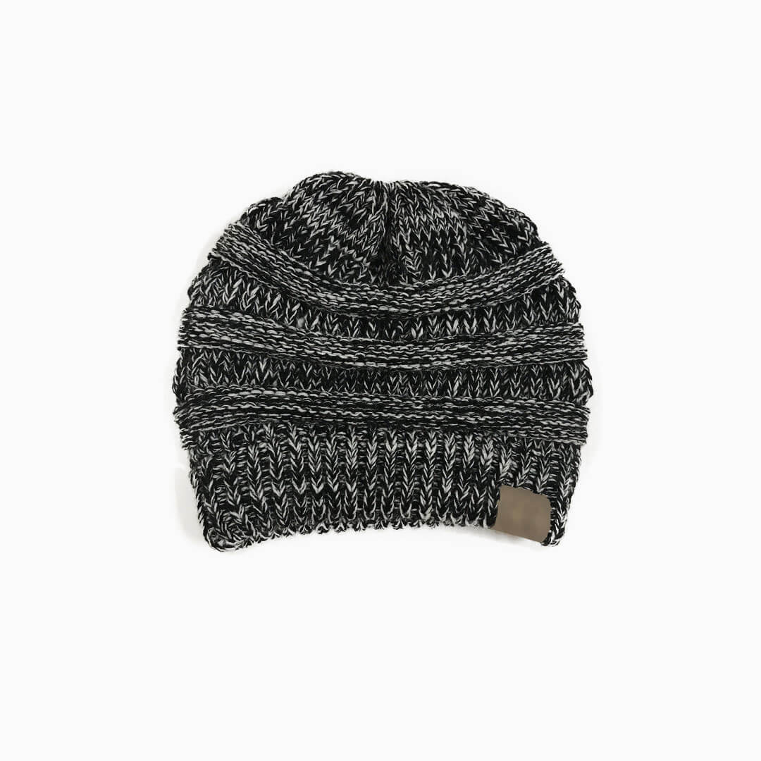 Bonnet d'hiver en tricot côtelé épais avec queue de cheval Warm Me Up