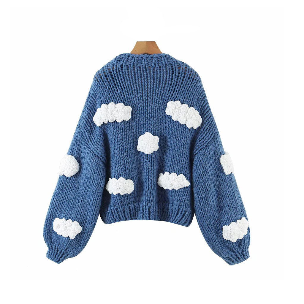 Cardigan ouvert à manches longues et clouté en forme de nuage - Bleu